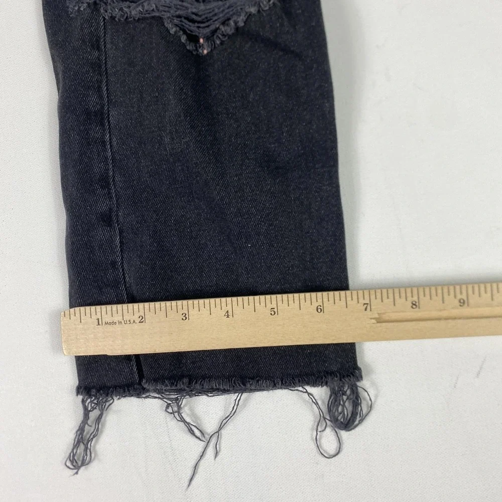 American Eagle Jeans Womens 6 X-Long‎ Black Mom Jean Distressed Ripped Knees